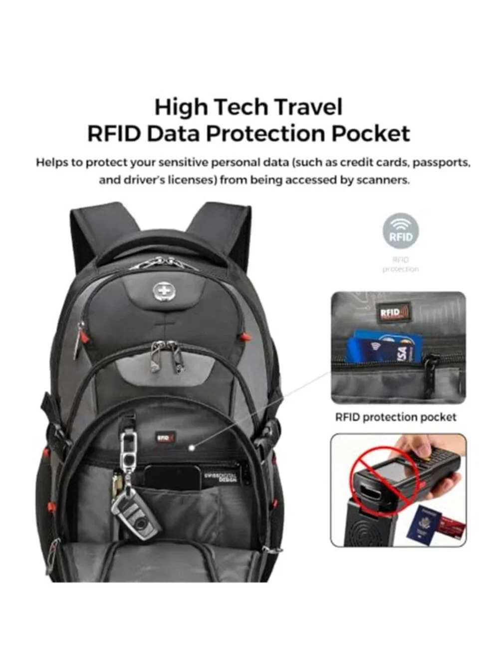 Men's Laptop Backpack with USB Charging Port